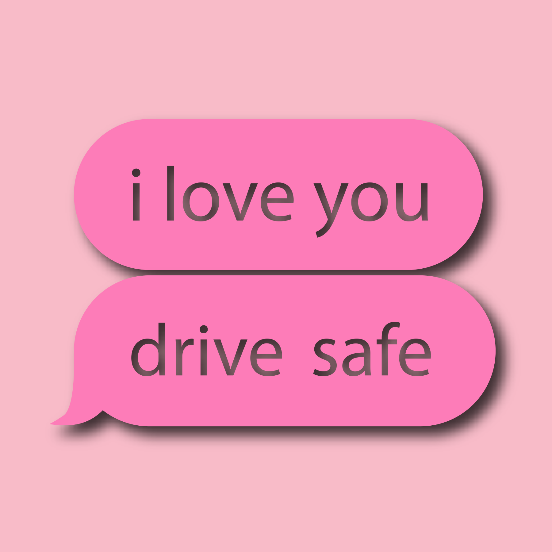 ILY Drive Safe Text Decal – Good Luck Gojira, image size:1800x1800