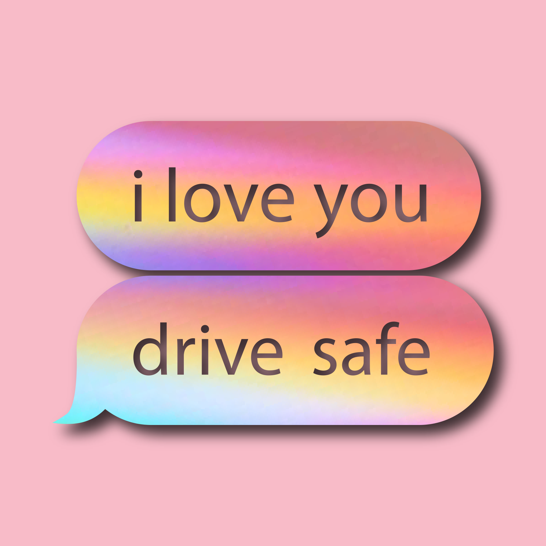 Pink 'I Love You Drive Safe' Rearview Mirror Sticker Decal – Vinyl Matte Finish