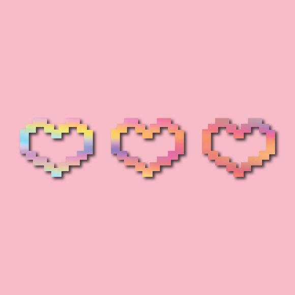 Large Pixel Hearts Decal