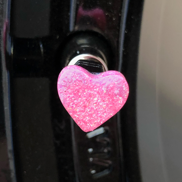Hot Pink Heart Tire Caps
